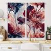 2 Pieces Vintage Peony Floral Print Curtains - Polyester Fabric, Machine Washable, Perfect for Living Room or Bedroom Decoration