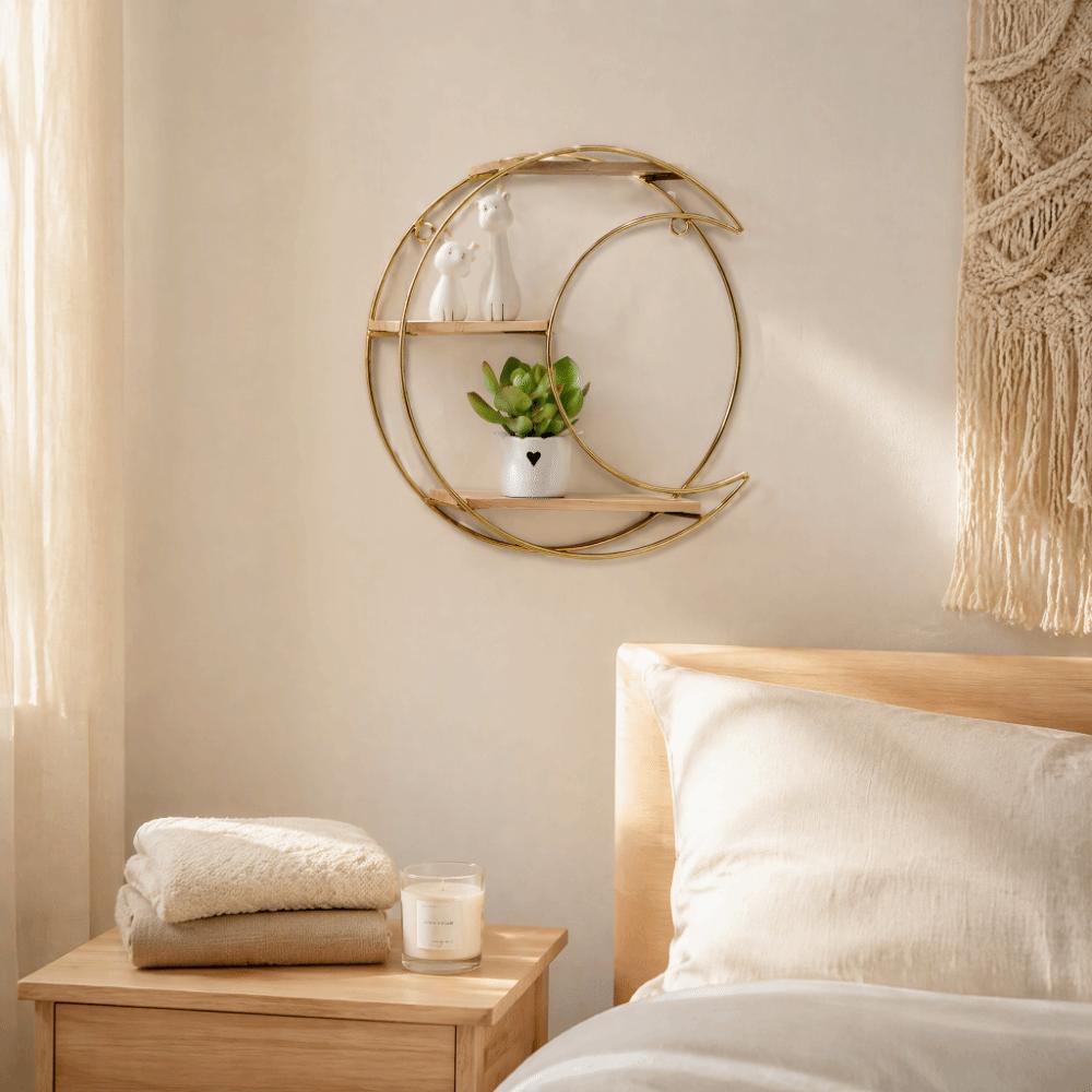 11 In Wall Mounted Shelf Gold Metal Decorative Display Rack Living Room Display