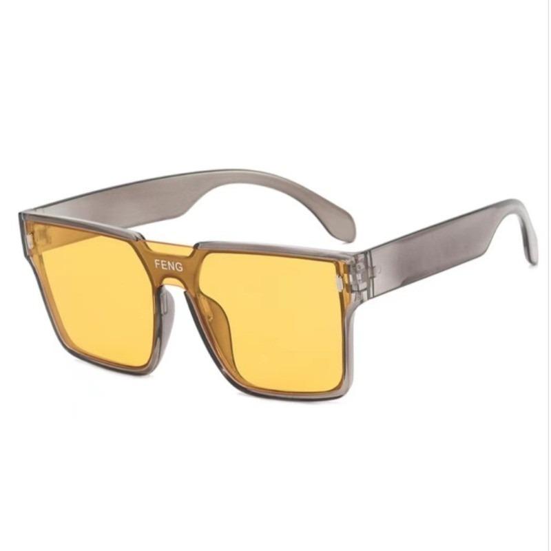 Retro Korean One-piece Large-frame Windproof Sunglasses Women's Retro Ins Yellow Glasses Men's Driving UV400