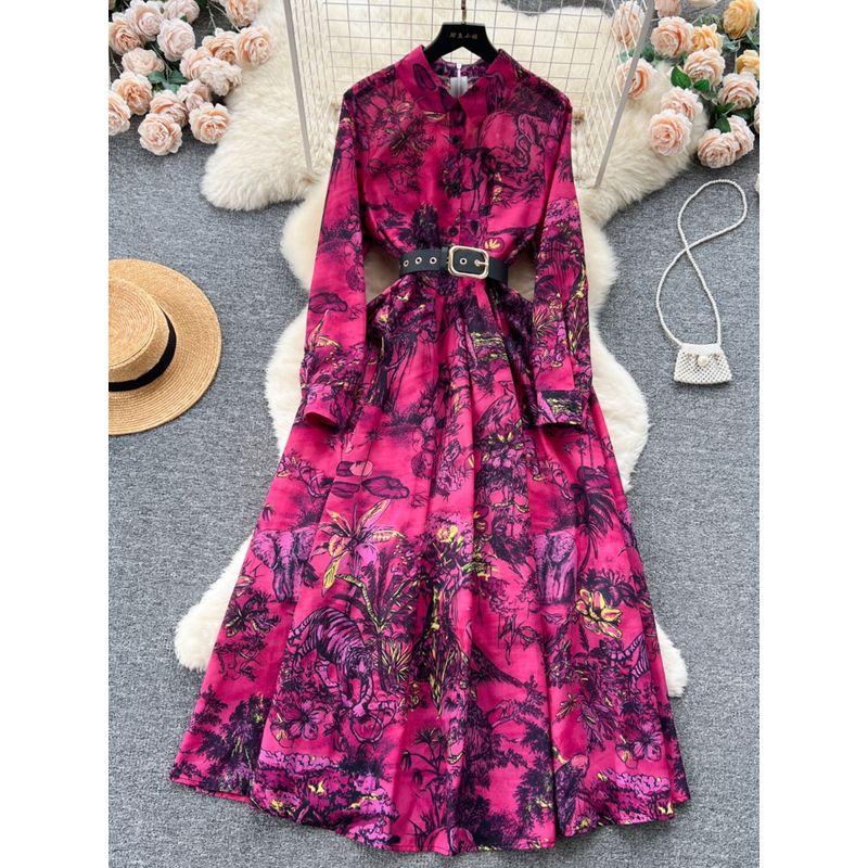 Mild Luxury Retro Atmosphere Temperament Printed Dress