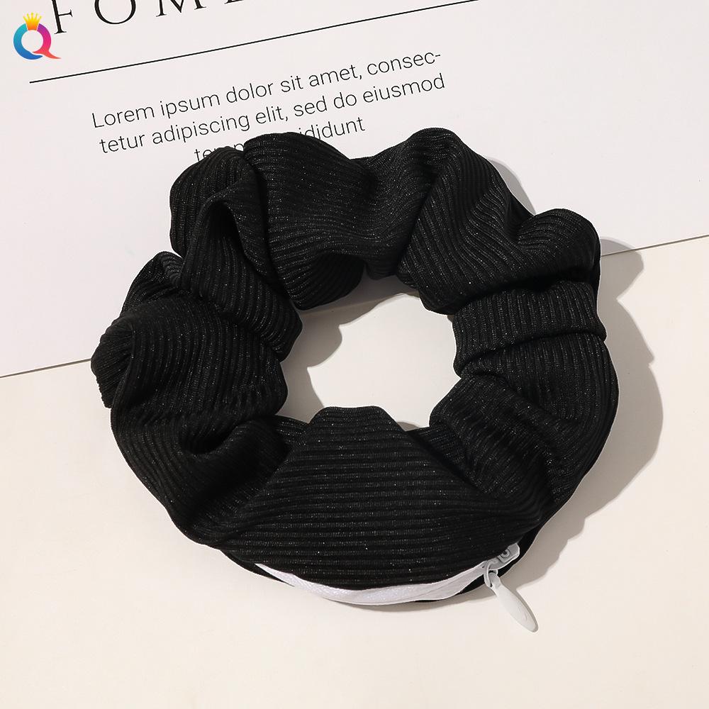 Swan flannel large intestine hair band solid color velvet zipper large intestine hair band headgear women