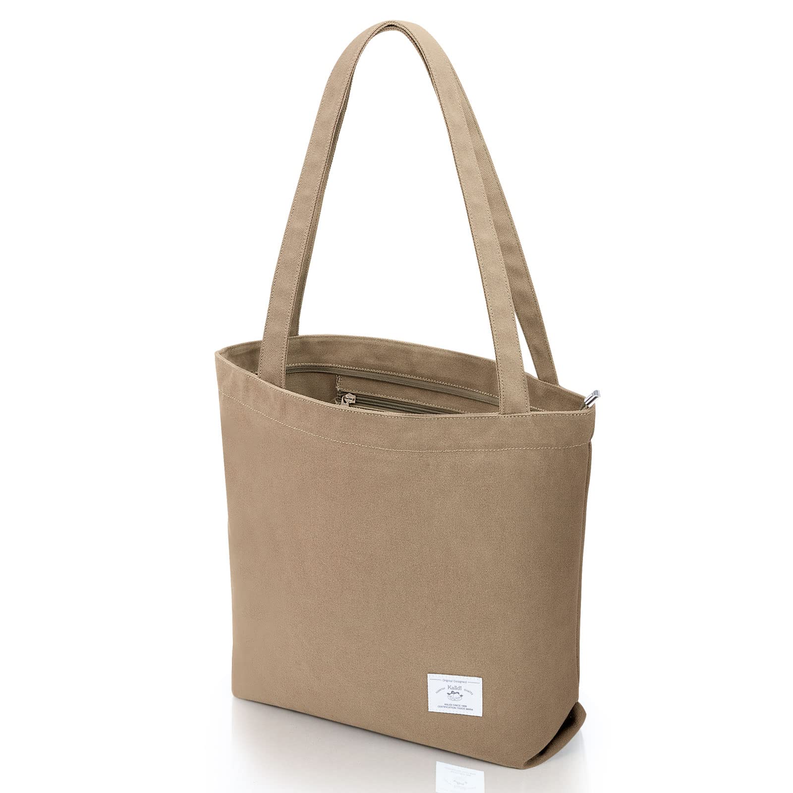 

Tote bag for shoulder large shoulder canvas large for with zipper [KALIDI] women, bag, bag, tote, capacity, plain, school, travel, (khaki)