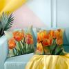 1 Pc Elegant Tulip Flower Polyester Throw Pillow Cover Sofa Couch Art Painting For Living Room Cushion Cover Modern Home Decor
