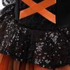 Girls' Halloween Sequin Princess Dress with Puff Sleeves and Puffy Skirt