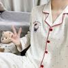1011 spring and autumn new cloud cotton long-sleeved trousers kt cat pajamas women's cute sweet loungewear suit can be worn outside