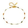Gold Stainless Steel Natural Colored Beads Bracelet Womens New Style Concise Trend Non-fading Golden Hand Zircon Gift