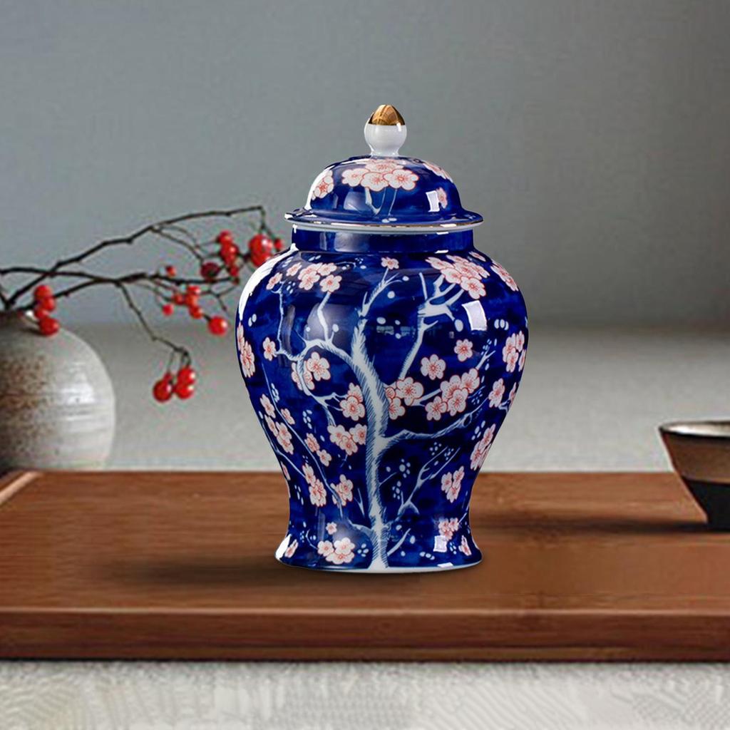 Tea Canister Storage Pot Display Tank Floral Arrangement Ceramic Flower Vase Ginger Temple Jar for Kitchen Dining Room Coffee