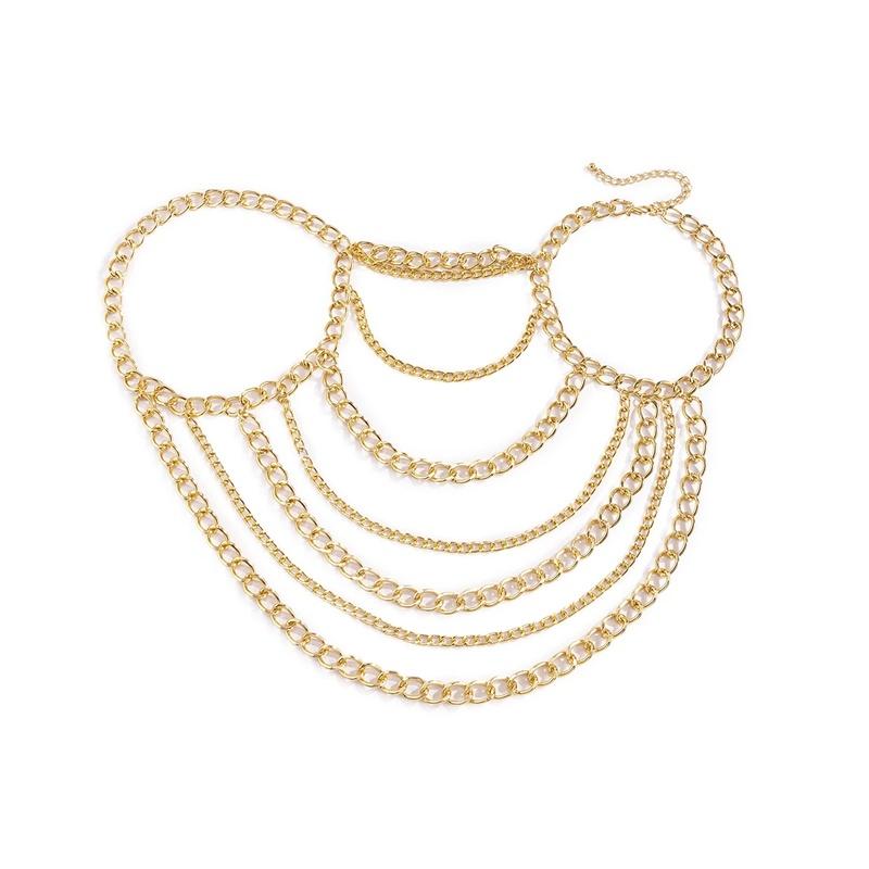 Punk Creative Statement Alumínio Corrente Sexy Body Roupas Moda Gótico Geométrico Borla Corpo Jóias Mulheres Lariat Presentes