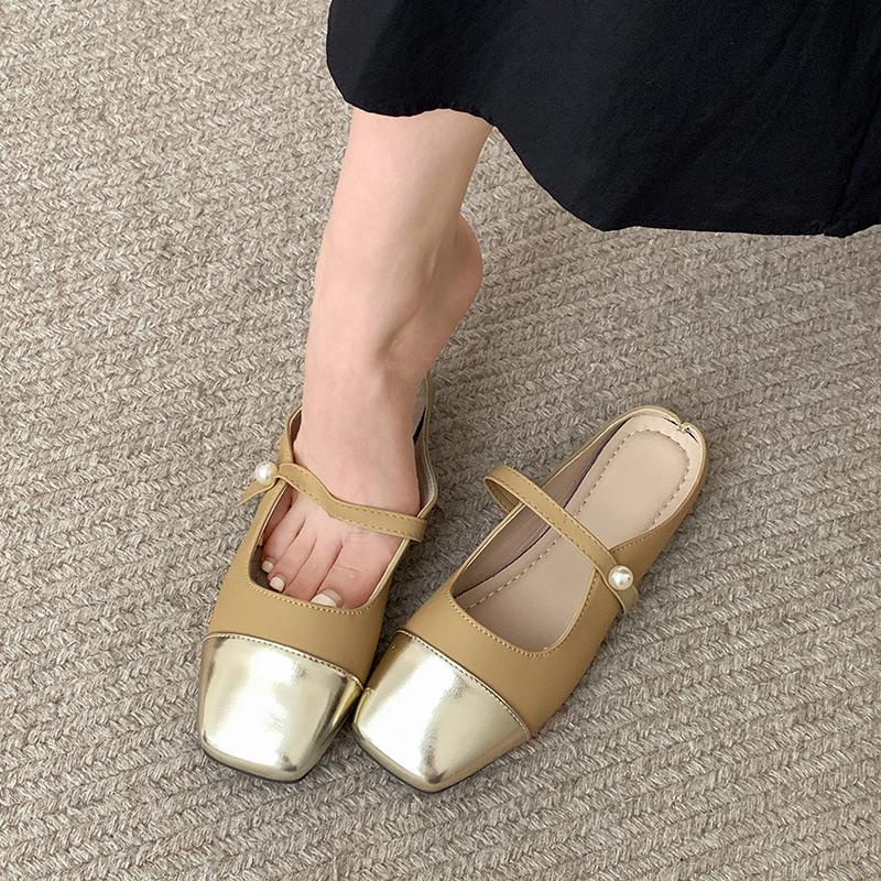 Fashion Casual Woman Shoe Slip-on Round Toe Female Footwear Summer Slip On New Retro Dress Mary Janes Flat Slipper Slides Retro Woman Sh