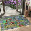 Racetrack and City Map Area Rug Kids Playroom Non Slip Floor Mat Cartoon Bedroom Home Decor Durable Washable 1PC