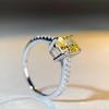 New S925 Sterling Silver Radiant-Cut Yellow Diamond Ring for Women - Hot Sale