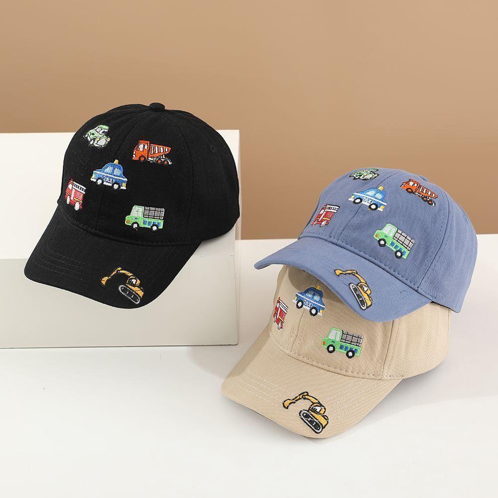 Excavator-themed Baseball Cap for Children - Cartoon Excavator Embroidered Baseball Cap, Fedora Hat, Sun Protection Hat
