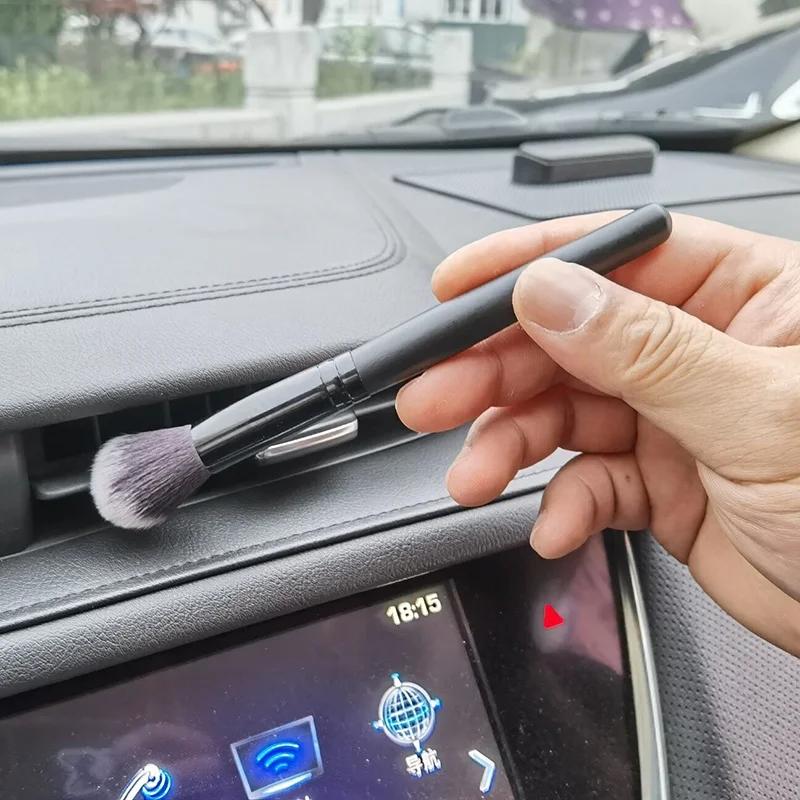 Kartáče na detaily auta Kartáček na čištění palubní desky automobilu Dvířka sedadla Výstup vzduchu Prachovka Masivní dřevo Univerzální měkké štětiny Nářadí do auta