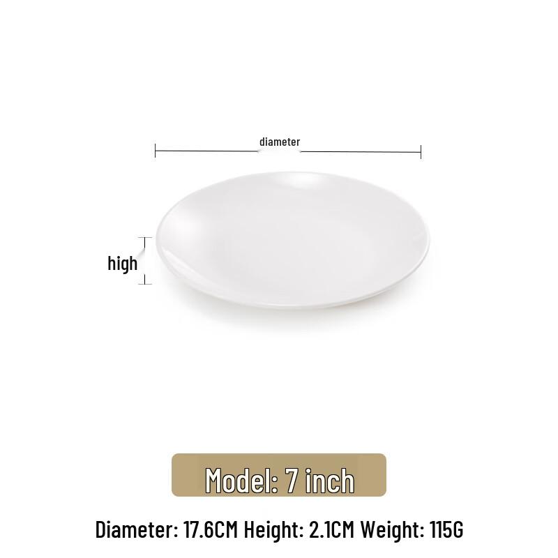 White Melamine 7-Inch Shallow Dinner Plates (5-Pack)
