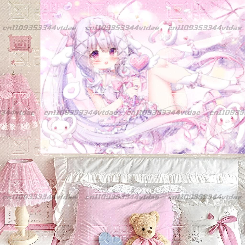Kawaii Anime Wall Poster Cute Girl Artwork Print Bedroom Living Room Decor Aesthetic Wall Hanging Decoration Gift