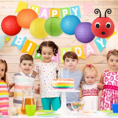 7 Pcs Caterpillar Paper Lanterns Caterpillar Themed Birthday Party Decoration with Eyes Mouth for School Classroom Ceiling Hanging Decor