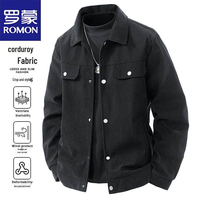 Romon Men's American Retro Corduroy Casual Jacket