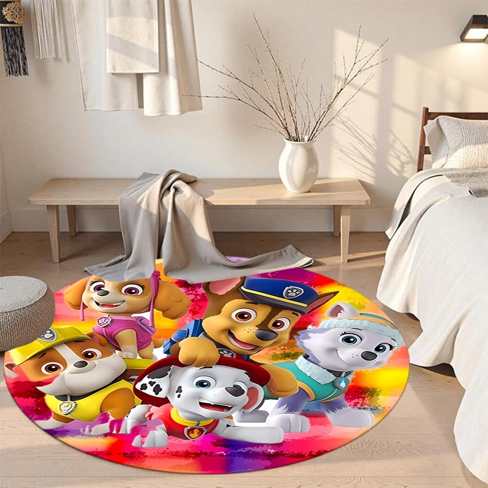 Paw Patrol Round Floor Mat Design for Entryway Dining Room Living Rooms Foyer Antislip Round Carpet Decorate Offices Gift for Festivals