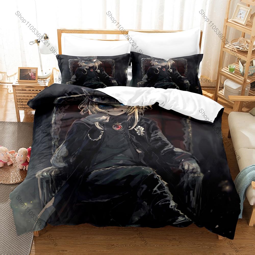 Cool The Saga Of Tanya The Evil 3Pcs Bedding Set Anime Figure Print Duvet Cover Household Goods Home Bedroom Decor Kawaii Kawaii
