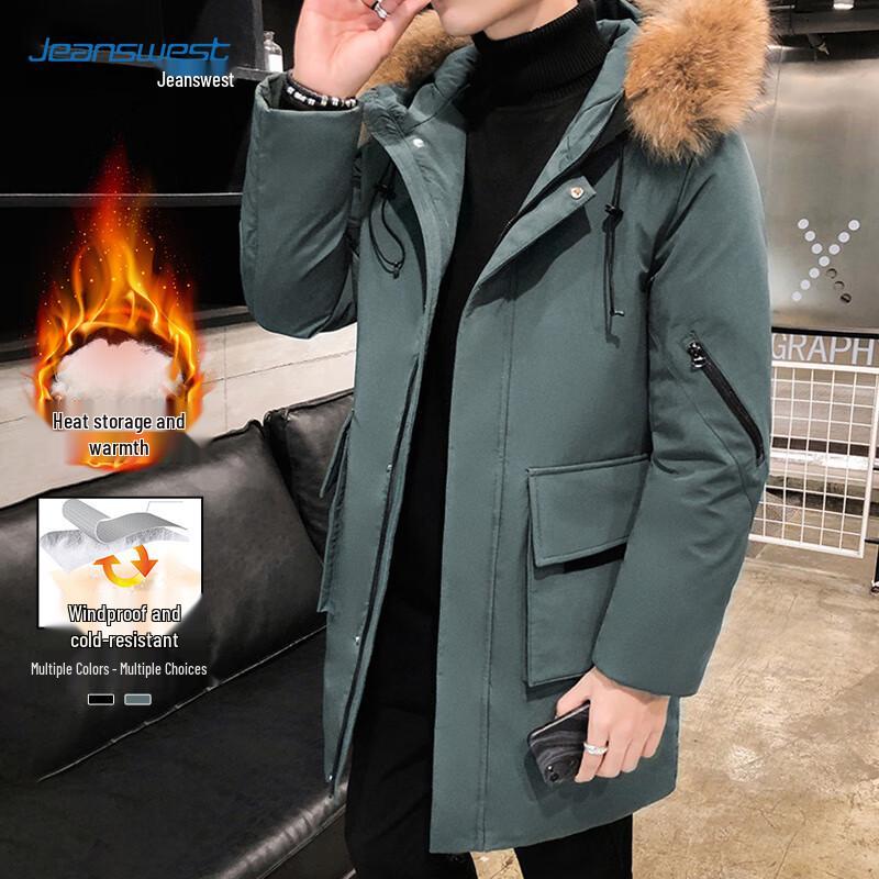 

JEANSWEST Мужская зимняя хлопковая куртка средней длины с меховым воротником 3XL