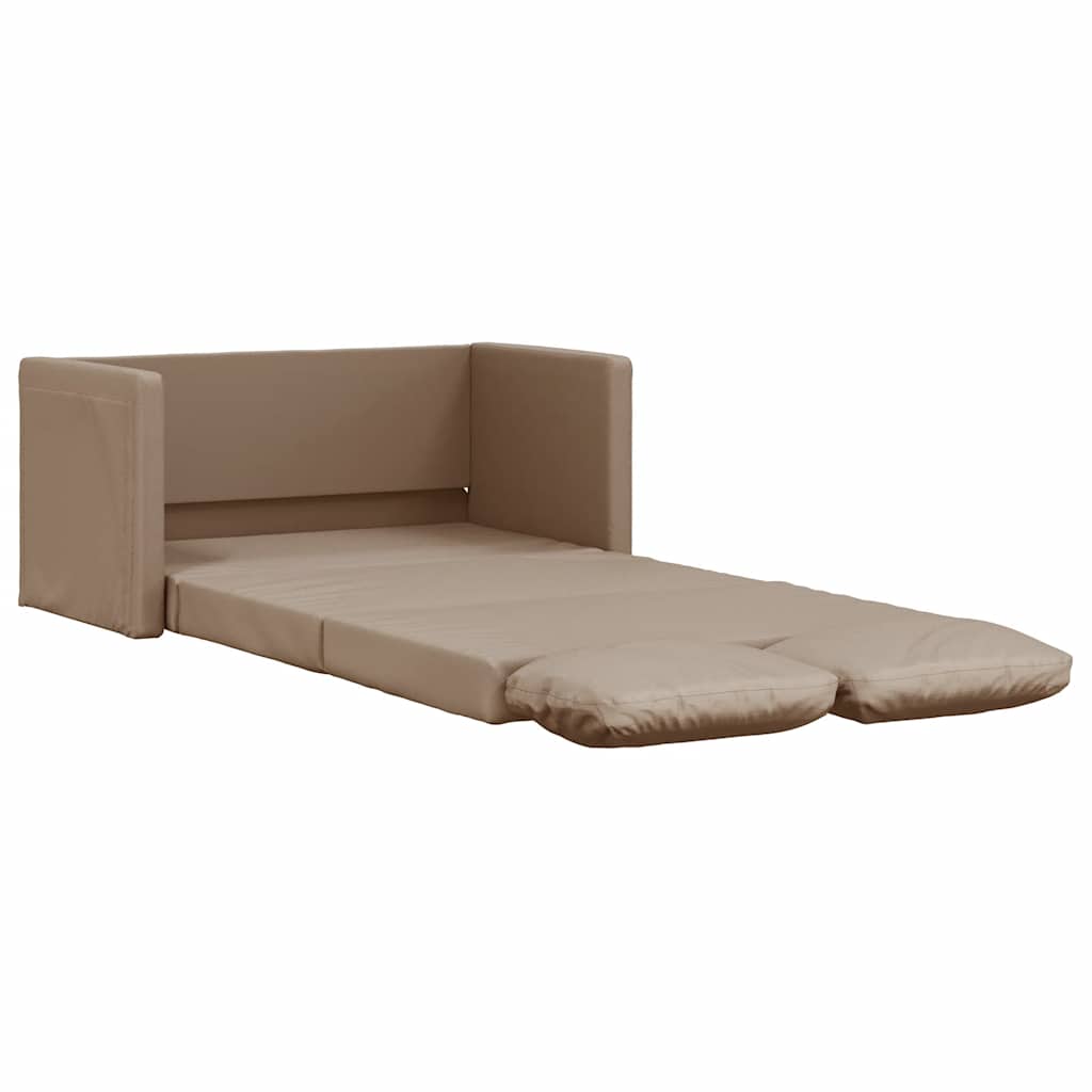 Floor Sofa with Sleeping Function Cappuccino Brown Artificial Leather