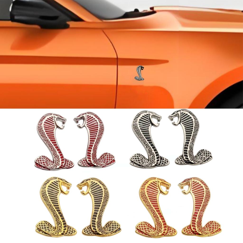 2Pcs 3D Metal Cobra Logo 3D Car Side Fender Emblem Badge Sticker Motorcycle Personalized Modification for All Models Decoration Car Accessories