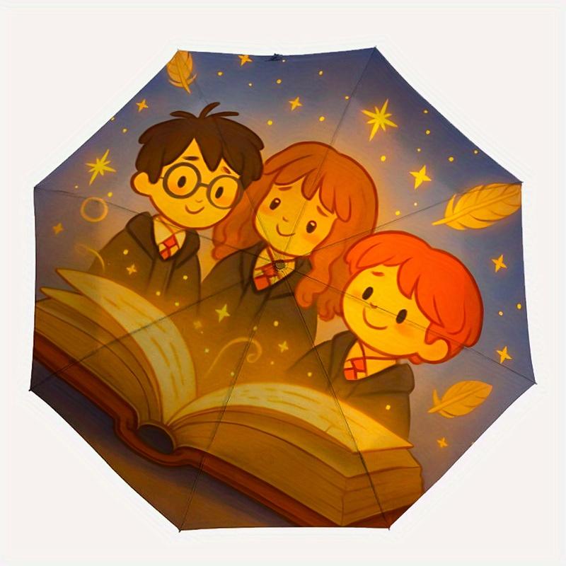 

1pc Harry Potter Automatic Open/close Folding Portable Umbrella with 8-Rib Structure for Women/Men, All-Season Use a0901027