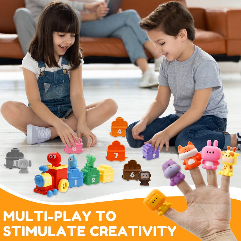 Zoo Train Digital Matching Toy Includes 9 Independent Carriages 1 Locomotive and 10 Animals Toddler Learning Toy