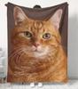 Soft Cozy Orange Cat Flannel Blanket All-Season Warm Machine Washable Vivid Ginger Tabby Face Design Style Sofa Bed Blanket