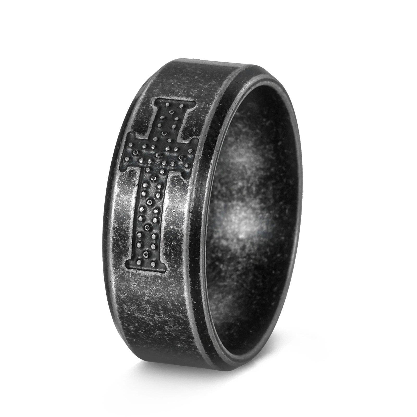

Vintage Cross Design Stainless Steel Couple Rings Simple Fashion Band no. 13