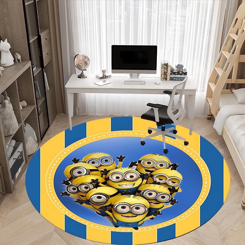 1PC Minions Office Round Rug - Perfect for Office or Study Decor, Non-Slip Backing, Decorative Floor Mat yy250916075