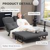 4-in-1 Velvet-Feel Double Sofa Bed, with Pillows - Dark Grey
