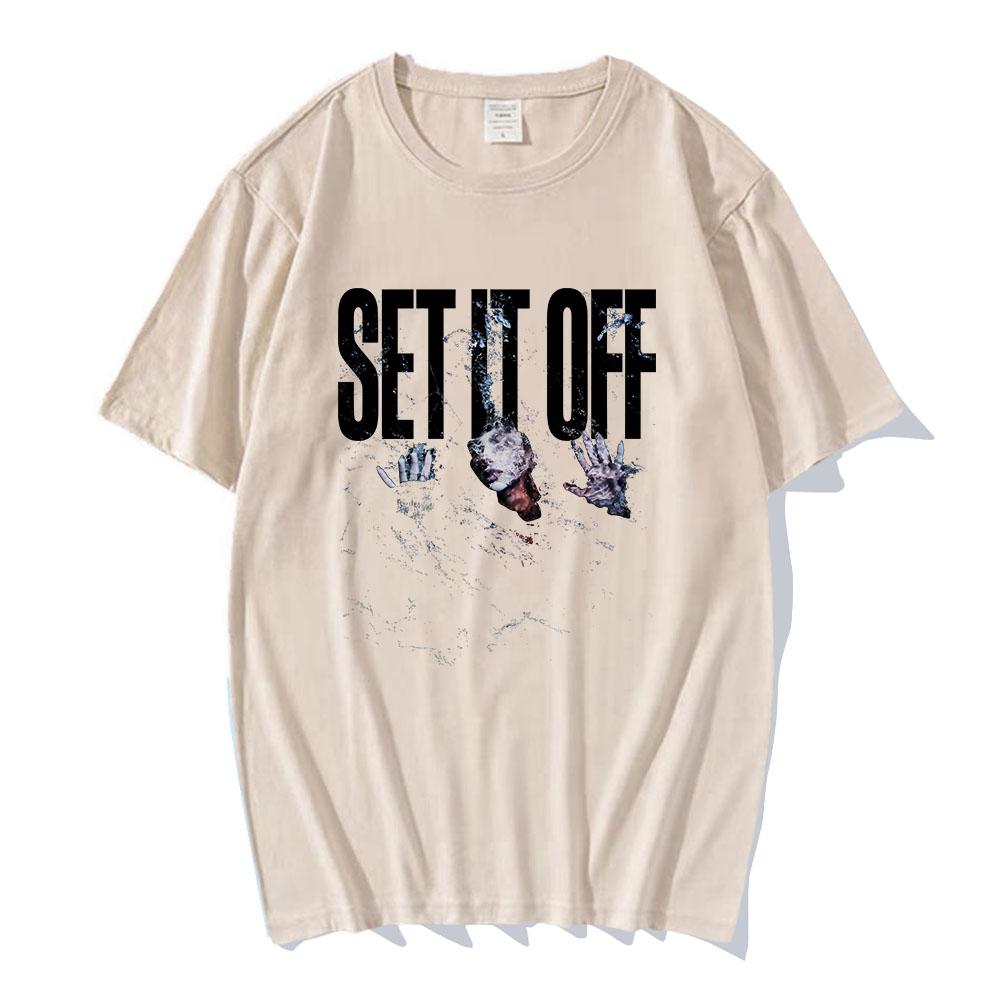 SET IT OFF Rock Band T-shirt Fashion Short Sleeve Male Tshirts Unisex Streetwear Casual Cotton Loose Male Tee-shirt Graphic Tees
