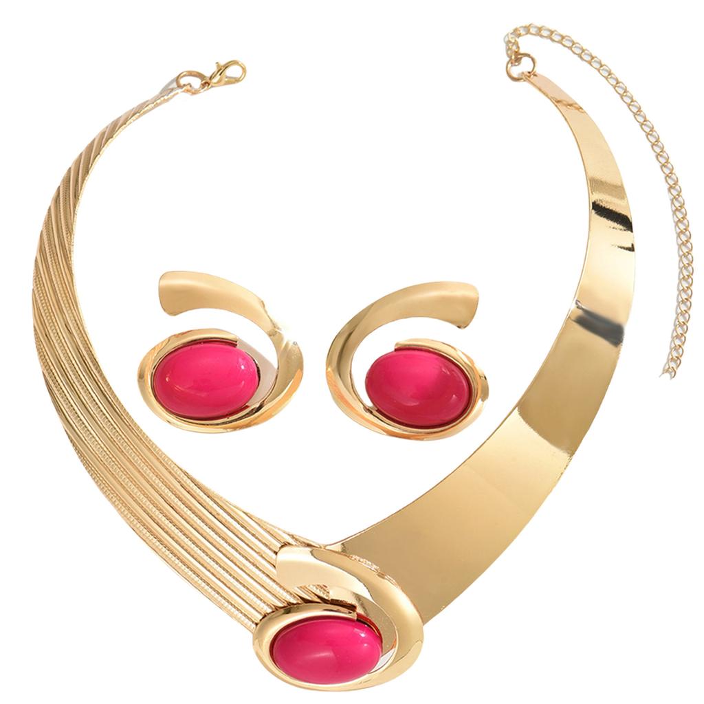 Geometrický náhrdelník a náušnice lehký slitinový šperk pohodlný doplněk pro ženy pro každodenní nošení večerní událost