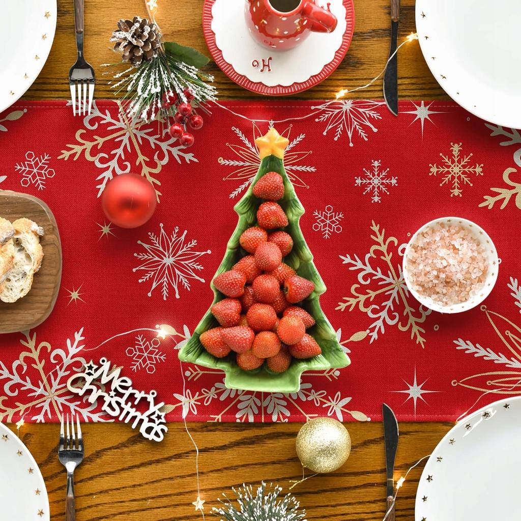 Artoid Mode Red Snowflake Table Runner 40×180cm Christmas