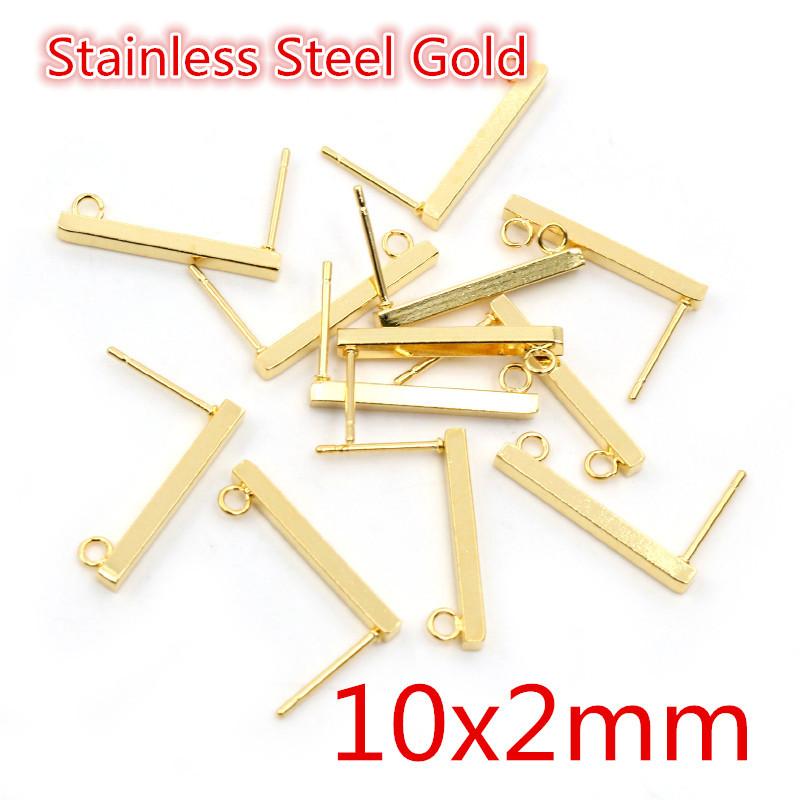 20pcs 316 Stainless Steel Gold Color Geometric Earring Stud Earring Posts Connector For DIY Earrings Jewelry Making Supplies
