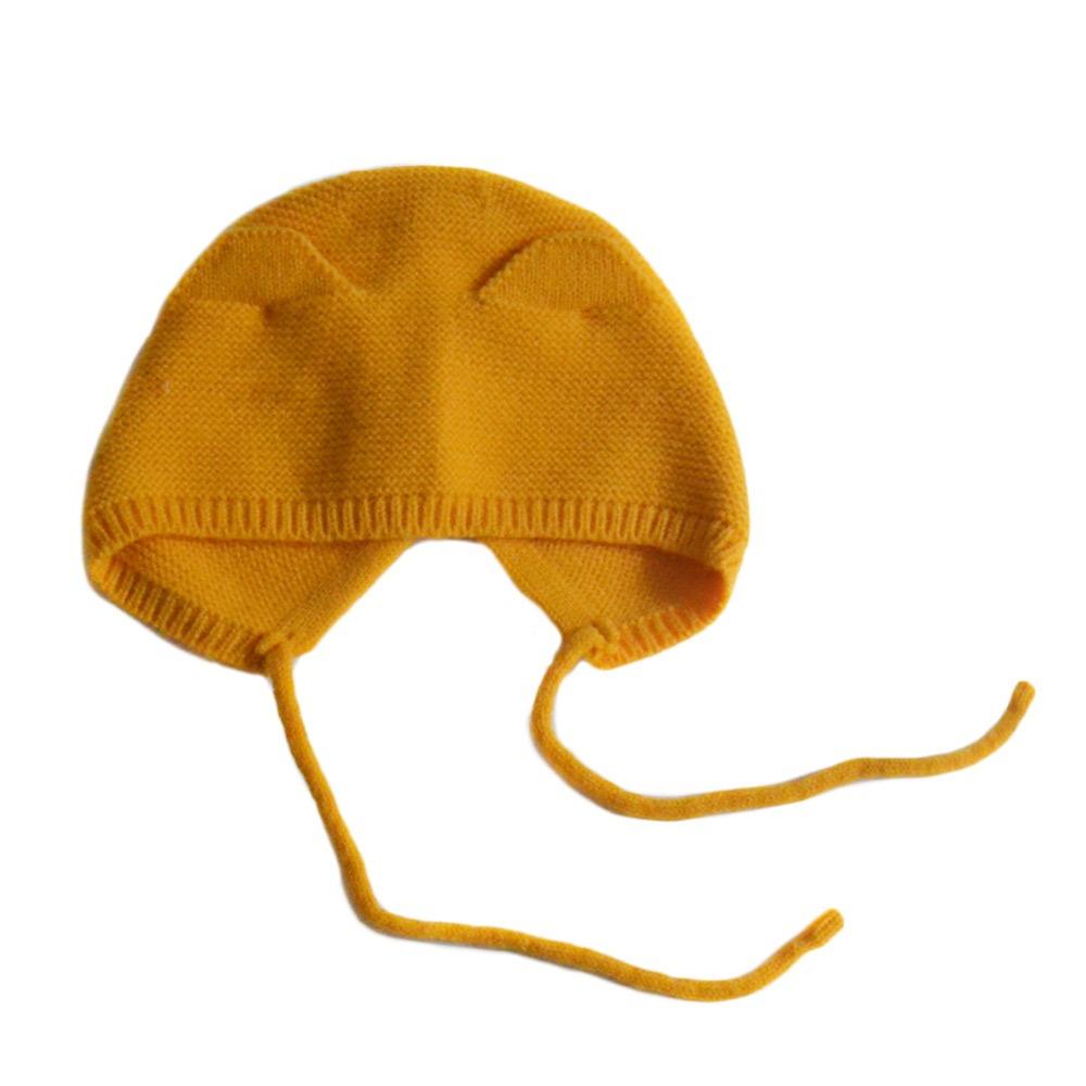 1-4 Years Old Windproof Solid Color Baby Knitted Hat Plush Cute Kids Warm Cap Ears Animation Beanie Hats Baby Kids Kids