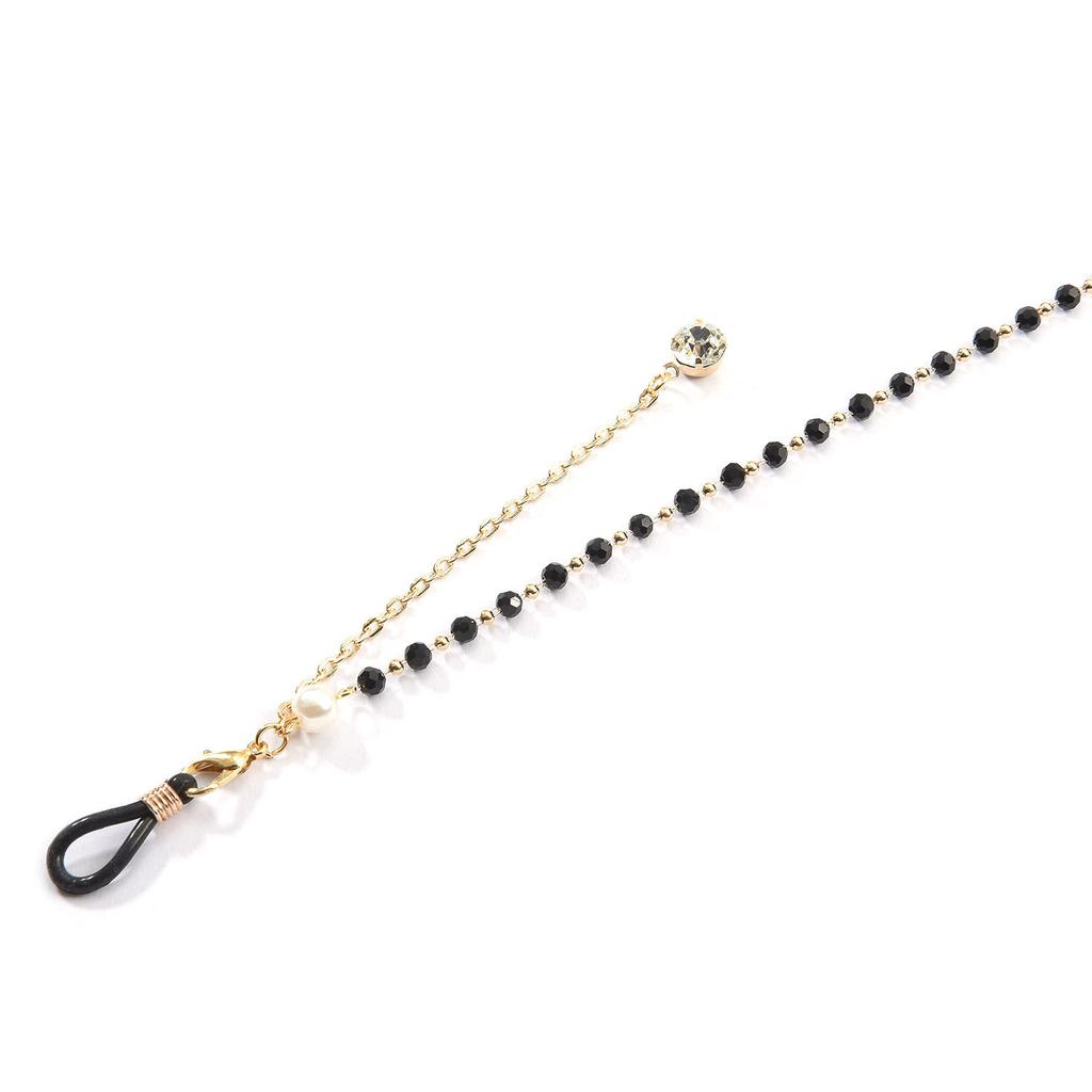 Copper Bead Darth Vader Chain Glasses Mask Chain, Pearl Rhinestone Frame Mask Accessories Women