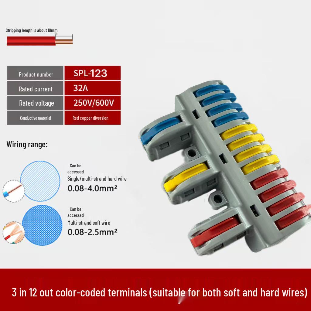 Quick Wiring Terminal - 2 In 2 Out Connector for Lamps and Parallel Wiring