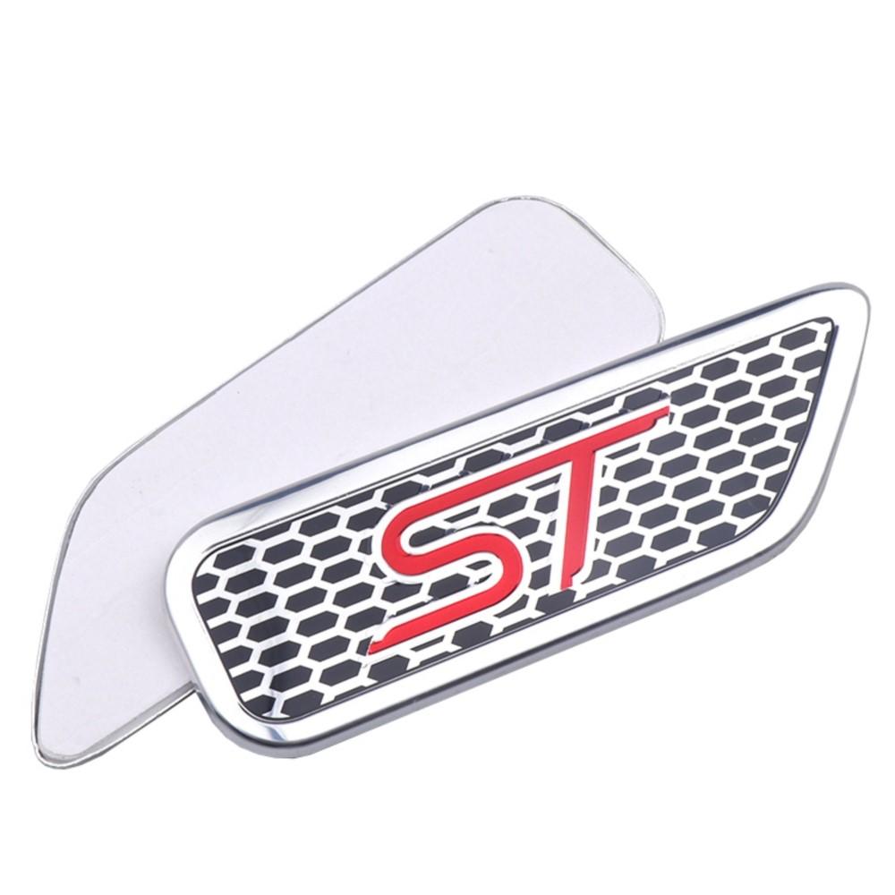 BAZG2 2pcs Aluminum Car Side Fender Stickers ST Badges Auto Body Dekoration For Ford ST FOCUS 2 3 Mondeo Fiesta Kuga MK3 MK2 MK4
