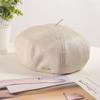 Autumn and winter pu leather beret new retro black octagonal hat girls big hat top literary pumpkin hat