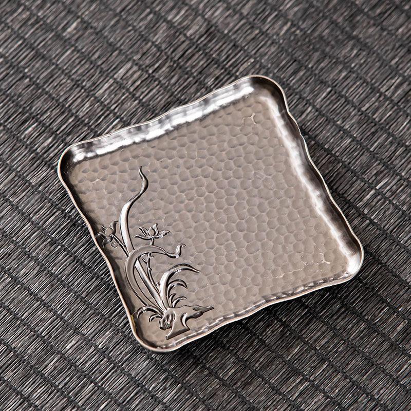 Vintage alloy coasters, plum orchid bamboo chrysanthemum coasters, cup holders, heat insulation pads, tea ceremony accessories