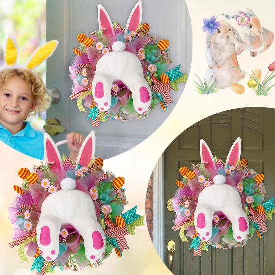 Easter Bunny Ear Butt Decoration Outdoor Yard Lawn Patio Pathway Spring Rabbit Ears Butt Garden Stake Ornament