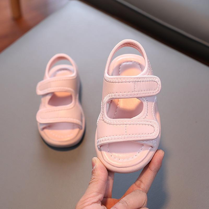 Children's Solid Soft-Sole Sandals – Boys' Beach Shoes, Summer Girls' Leather Solid Color Sandals