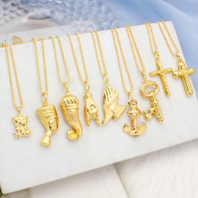 Halskettenanhänger Kleine Größe Kreuz Hand Bär Chili Anker Vergoldet Hip Hop Männer Frauen Zirkon Für Tägliches Tragen Party Geschenke