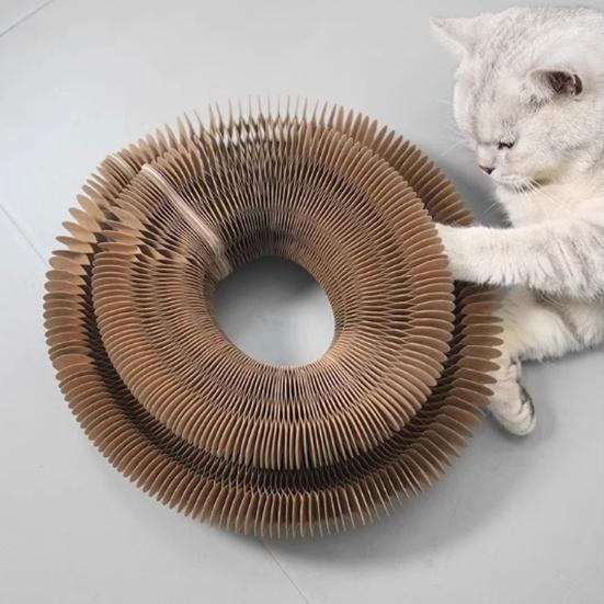 Accordion Cat Scratcher Transformable Cat Toy with Bell Ball Scratching Board Interactive Enrichment Toy for Indoor Cats Kittens