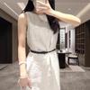 2025 Summer Women's Cotton Linen Sleeveless Waist-Hugging Dress