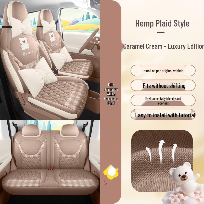 Breathable Cotton-Linen Car Seat Covers for 2026 Hongguang Mini (4-Door)