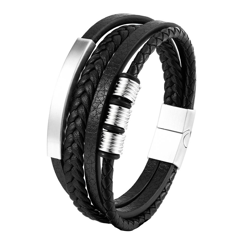 Charm Braid Rope Bracelet for Men Stainless Steel Magnetic Buckle Genuine Leather Bracelets & Bangles Male Female Jewelry