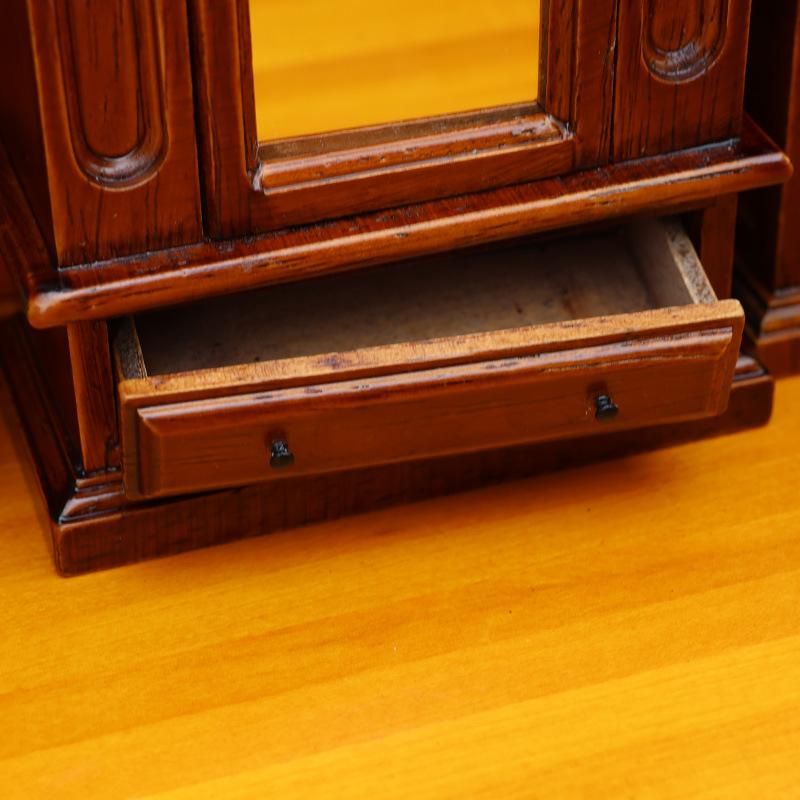 1 Piece 1:12 Miniature Scene Cabinet Dollhouse Mini Solid Wood Wardrobe With Mirror Bedroom Furniture DIY Accessories